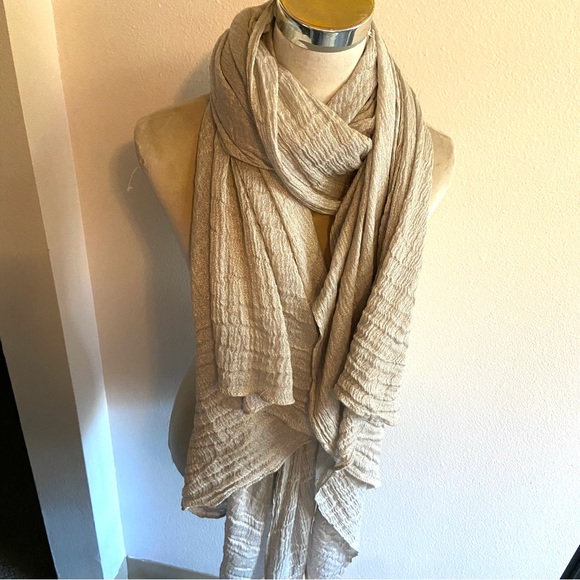 Zara Accessories Zara Large Scarf Sheer Silver With Subtle Sparkle